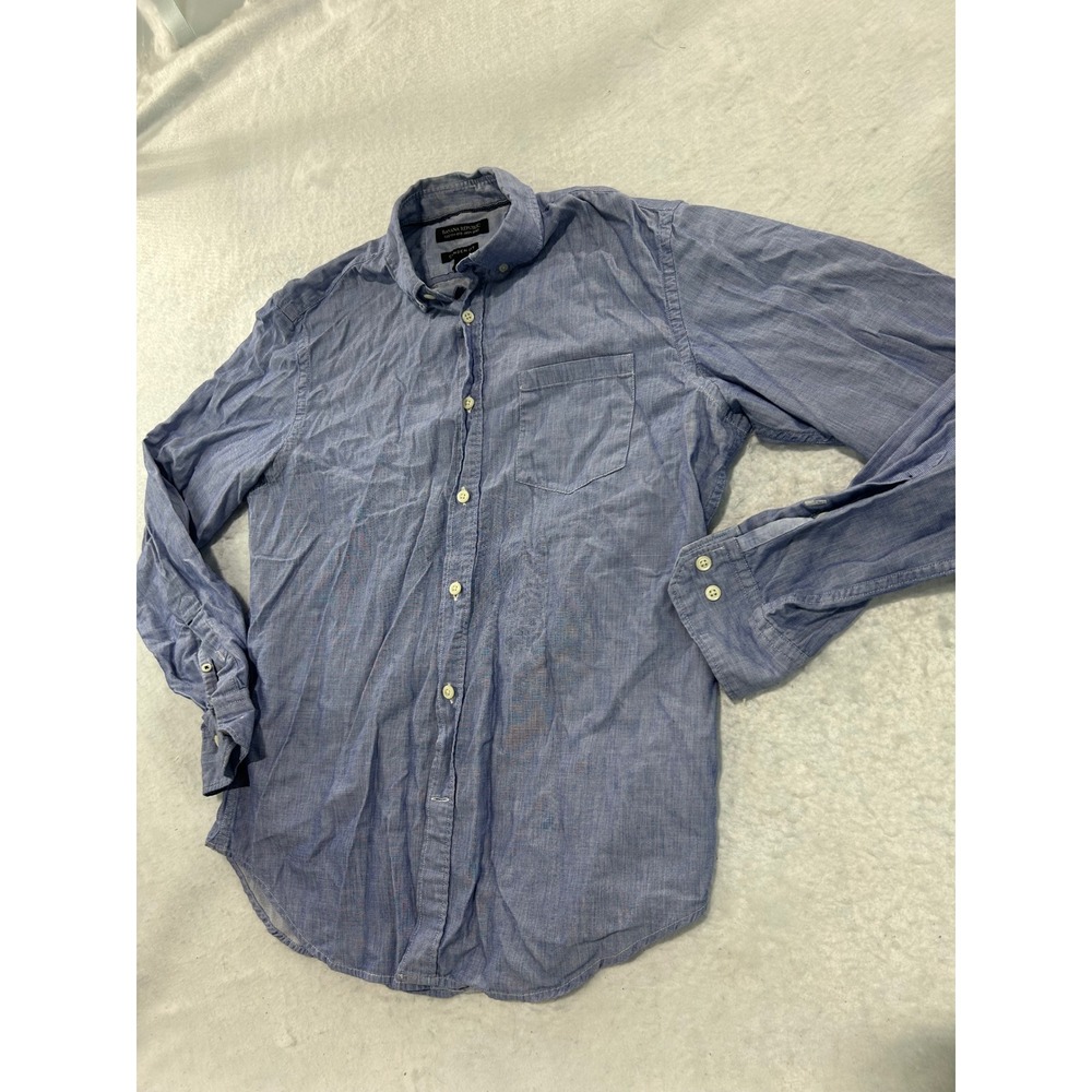 Banana Republic Mens Camden Fit Blue Micro Stripe Button Down Shirt Medium